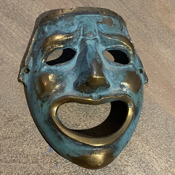 Vintage Brass Theatre Mask Antique Vintage Wall Hanging / Drama Theatrical